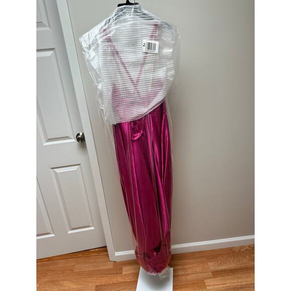 NEW NWT Faviana FA9524 Rasperry Pink Bejeweled Maxi Gown Size 12 - Picture 6 of 8